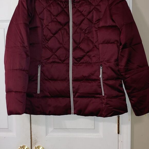 ZXBLK   deep purple/maroon color puffer coat jacket SZ L - Picture 2 of 7